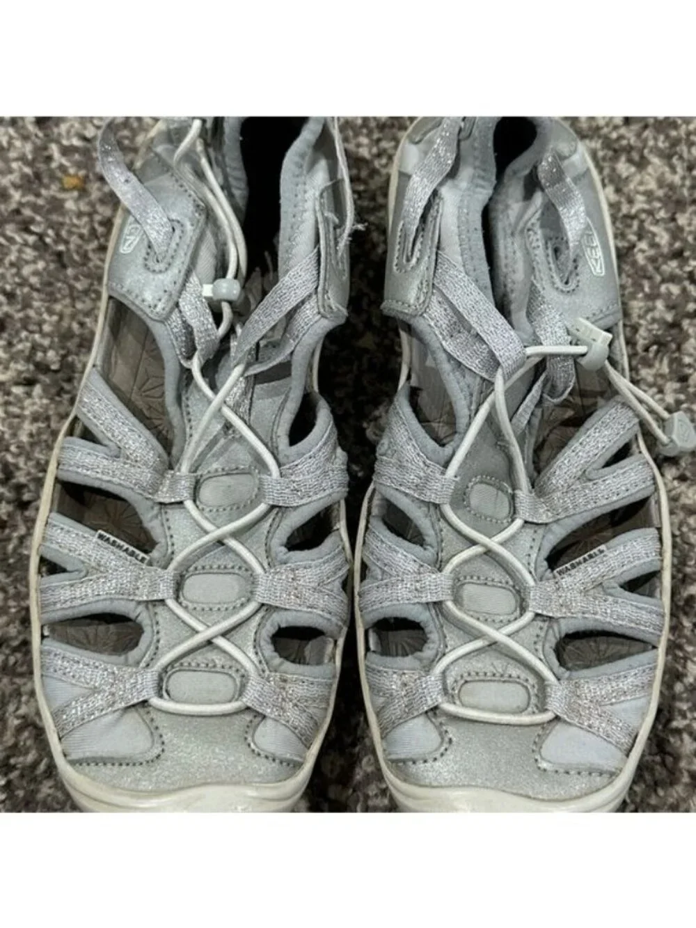 Keen Silver Grey Adjustable Athletic Sandals Youth Size 5 Durable Comfy Sport Sh
